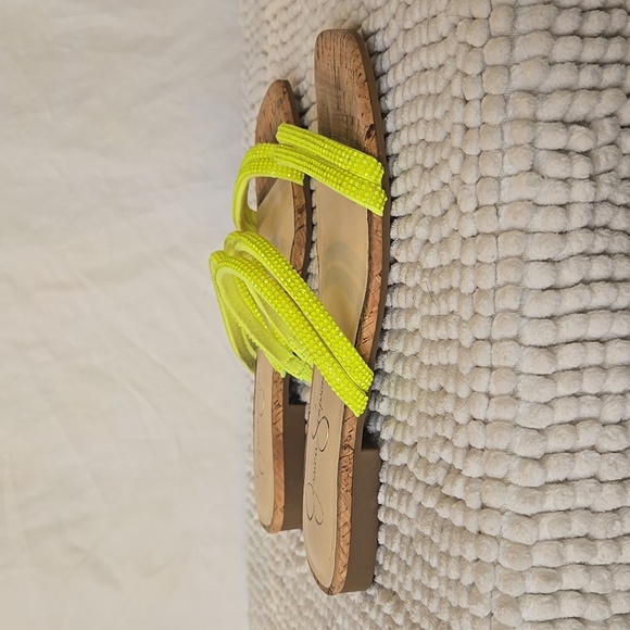 Jessica Simpson Embellished Neon Double Strap Slide Sandals size 7 - Picture 2 of 5